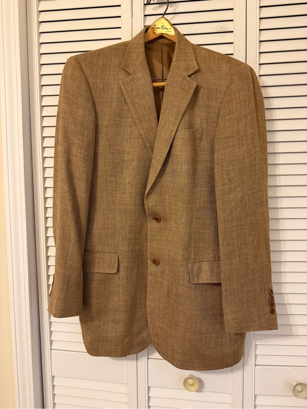 Brooks Brothers Linen Silk Wool Windowpane Herringbone Blazer Men’s 40 Brown